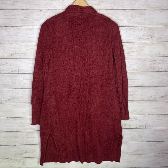 Barefoot Dreams CozyChic Lite Catalina Long Cardigan XSP Burgundy Garnet Red - Picture 5 of 6